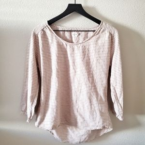 Bridge & Burn Striped Neutral Linen Top